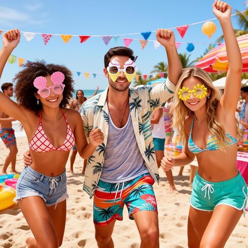 JOYIN 12 قطعة من النظارات الشمسية لحفلات هاوايان لوا، ديكورات حفلات حمام السباحة الصيفية، نظارات استوائية للفتيات ملابس هاواي، هدايا رائعة للحفلات ولوازم السمات in Saudi Arabia