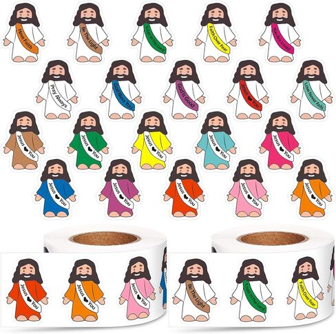 Bememo 1000 Pcs Jesus Stickers Include Jesus Love You and Quotes Stickers Little Original Design Christian Religious Decals for Sunday School Church Vacation Bible School Bible Classes in Saudi Arabia