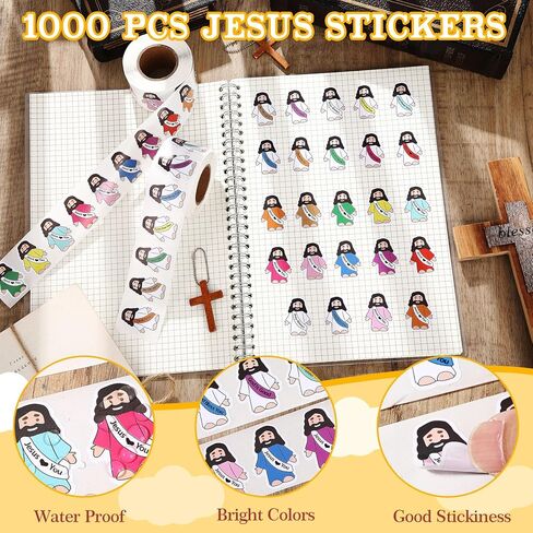 Bememo 1000 Pcs Jesus Stickers Include Jesus Love You and Quotes Stickers Little Original Design Christian Religious Decals for Sunday School Church Vacation Bible School Bible Classes in Saudi Arabia