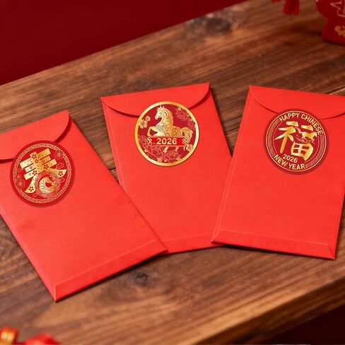 Dazoratix Lunar New Year Stickers - 1000 Pcs Chinese Happy 2026 Year of The Horse Labels Spring Festival Red Round Roll Adhesive Decorations for Party Favors Candy Gifts Envelopes Cards Supplies in Saudi Arabia