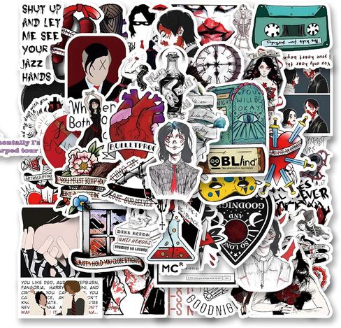 50pcs Punk Band Sticker, Cute Cartoon Vinyl Waterproof Stickers for Water Bottle,Skateboard,Laptop,Phone,Journaling,Scrapbooking Decals for Party Supply Decor in Saudi Arabia