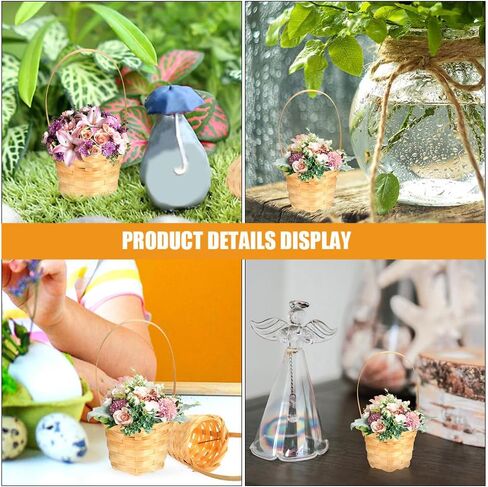 LUOZZY 12 pcs Mini Straw Woven Flower Baskets Bamboo Handmade Miniature Basket with Handles Dollhouse Accessories in Saudi Arabia