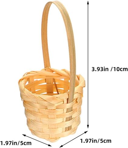 LUOZZY 12 pcs Mini Straw Woven Flower Baskets Bamboo Handmade Miniature Basket with Handles Dollhouse Accessories in Saudi Arabia