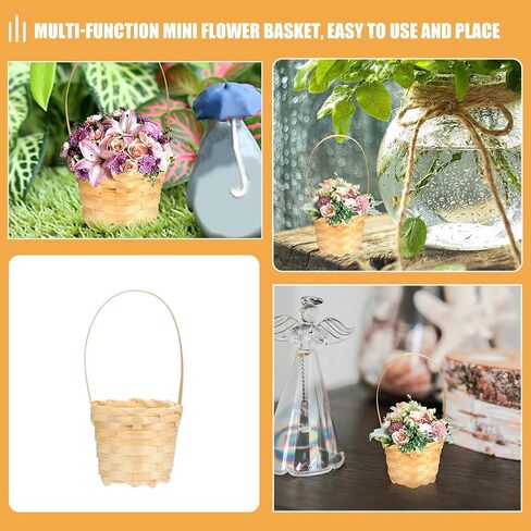 LUOZZY 12 pcs Mini Straw Woven Flower Baskets Bamboo Handmade Miniature Basket with Handles Dollhouse Accessories in Saudi Arabia