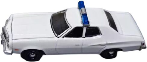 Greenlight 43012L Hot Pursuit - 1974-76 Gran Torino Sedan Police Cruiser- White (Hobby Exclusive) with Light Bar 1:64 Scale Diecast in Saudi Arabia