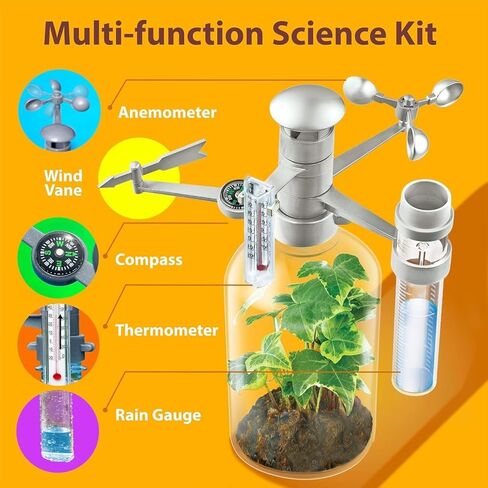 4M: Green Science - Weather Station - DIY Mini Observatory Kit, Observe & Record Wind-Rain-Temperature, Create A Terrarium in A Bottle, STEAM, Kids 5+ in Saudi Arabia