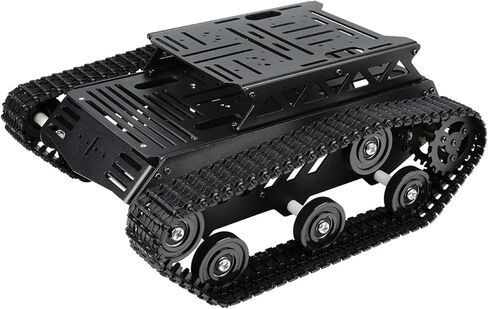 هيكل سيارة تانك مع محرك موجه بتيار مستمر، هيكل روبوت ممتص للصدمات، مسار منصة متحركة روبوتية معدنية بالكامل لـ Arduino RaspberryPi Microb Jetson DIY Maker مجموعة تعلم السيارة الروبوتية الذكية (أسود) in Saudi Arabia