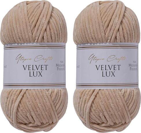 خيوط مكتنزة فائقة النعومة من Velvet Lux Chenille للحياكة والكروشيه 2X 100 جم / 3.52 أونصة (أحمر، عبوتان) in Saudi Arabia