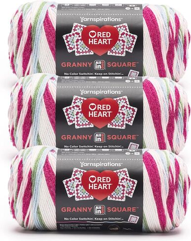 Red Heart All in One Granny Square Soft White Yarn - 3 Pack of 250 g / 8.8 oz - 100% Acrylic - #4 Worsted (Medium) - 440 Yards - Knitting/Crochet in Saudi Arabia