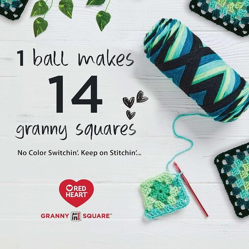 Red Heart All in One Granny Square Soft White Yarn - 3 Pack of 250 g / 8.8 oz - 100% Acrylic - #4 Worsted (Medium) - 440 Yards - Knitting/Crochet in Saudi Arabia