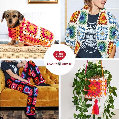 Red Heart All in One Granny Square Soft White Yarn - 3 Pack of 250 g / 8.8 oz - 100% Acrylic - #4 Worsted (Medium) - 440 Yards - Knitting/Crochet in Saudi Arabia