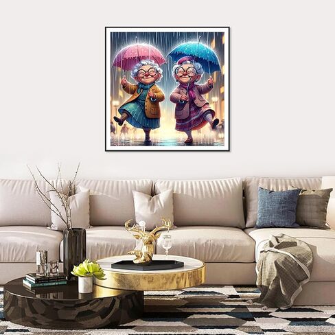 SJUTOUCI Joyful Old Couple Diamond Painting Kits for Adults, Diamond Art Kits for Beginners, 5D Round Diamond Dots Gem Art Craft for Home Wall Decor 12x12 inch in Saudi Arabia