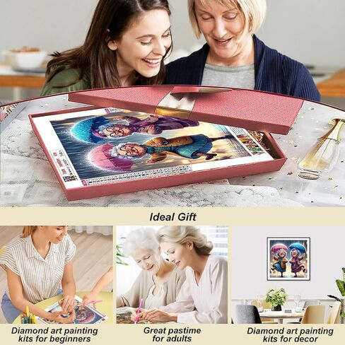 SJUTOUCI Joyful Old Couple Diamond Painting Kits for Adults, Diamond Art Kits for Beginners, 5D Round Diamond Dots Gem Art Craft for Home Wall Decor 12x12 inch in Saudi Arabia
