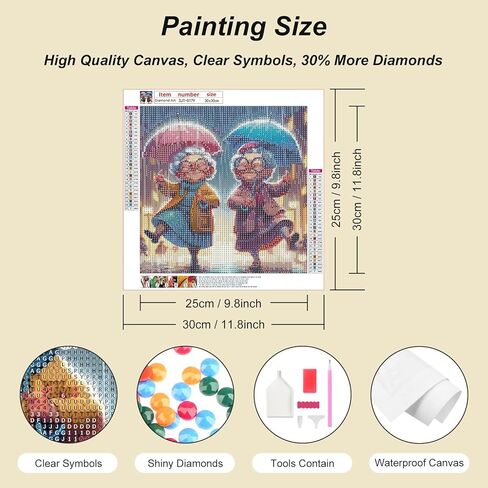 SJUTOUCI Joyful Old Couple Diamond Painting Kits for Adults, Diamond Art Kits for Beginners, 5D Round Diamond Dots Gem Art Craft for Home Wall Decor 12x12 inch in Saudi Arabia