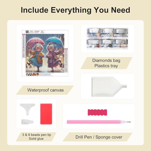 SJUTOUCI Joyful Old Couple Diamond Painting Kits for Adults, Diamond Art Kits for Beginners, 5D Round Diamond Dots Gem Art Craft for Home Wall Decor 12x12 inch in Saudi Arabia