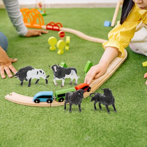 Zerodeko 4pcs Simulation Model Bull Statue Cake Decorations Mini Cow Tiny Home Farm Toys Cow Figures Toddler Toy Cake Toppers Toys for Wild Farm Animal Cake Toy Gift Plastic Child Small in Saudi Arabia