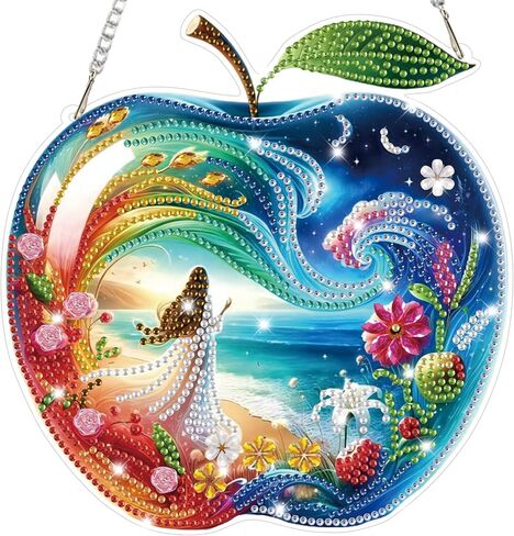 Bowetile حديقة المشهد الماس الفن شنقا مجموعات للبالغين، الماس الفن suncatchers مسحور باب زهرة، 5D شكل خاص الماس اللوحة قلادة نافذة زخرفة الهدايا لديكور جدار المنزل in Kuwait