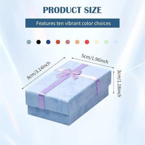 TANEMUDO 200 Pcs Jewelry Gift Boxes Set with Ribbon Bowknot 10 Colors Empty Small Gift Cardboard Boxes for Anniversaries, Weddings, Birthdays in Saudi Arabia
