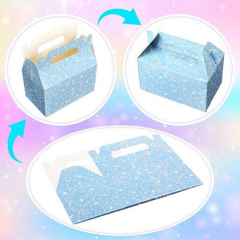 24 Pack Pastel Gable Treat Boxes Glitter Macaron Party Favor Gift Boxes for Candy Cookie Toy Party Supply for Birthday Weddings Baby Shower Holiday Christmas 5.9 x 3.5 x 3.5 Inches in Saudi Arabia