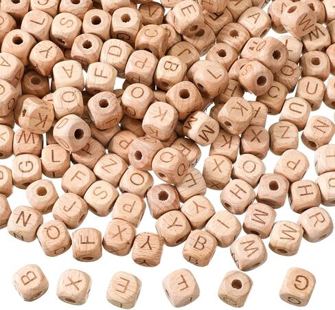 260 قطعة من الخرز الخشبي للأساور 12 مم خرز خشبي مربع طبيعي A-Z فرز خشبي فضفاض حرف خرزة مكعب خرزة بالجملة لصنع سوار المجوهرات in Saudi Arabia
