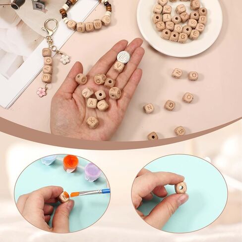 260 قطعة من الخرز الخشبي للأساور 12 مم خرز خشبي مربع طبيعي A-Z فرز خشبي فضفاض حرف خرزة مكعب خرزة بالجملة لصنع سوار المجوهرات in Saudi Arabia
