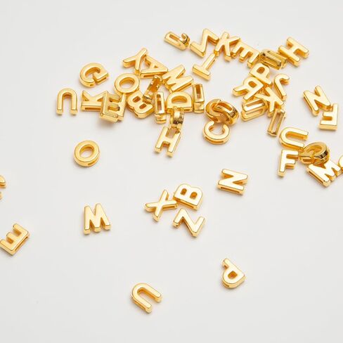 400 قطعة من الخرز البلاستيكي الذهبي الكبير مقاس 9x12 مم كبير من A-Z على شكل حرف أبجدي مختلط خرز بلاستيكي لصنع المجوهرات والأساور والقلائد وسلاسل المفاتيح والحرف اليدوية (ذهبي) in Kuwait