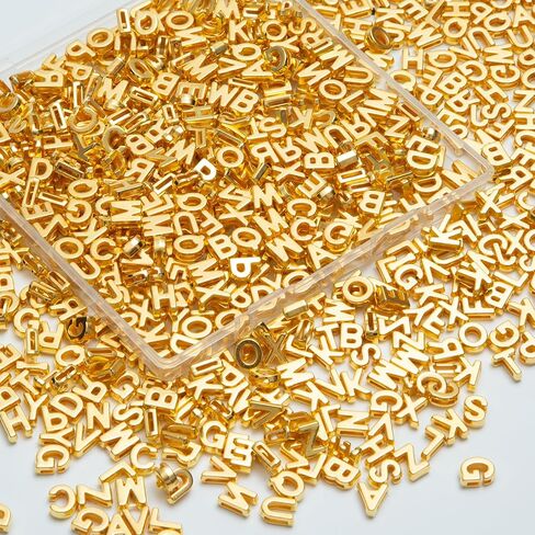 400 قطعة من الخرز البلاستيكي الذهبي الكبير مقاس 9x12 مم كبير من A-Z على شكل حرف أبجدي مختلط خرز بلاستيكي لصنع المجوهرات والأساور والقلائد وسلاسل المفاتيح والحرف اليدوية (ذهبي) in Kuwait