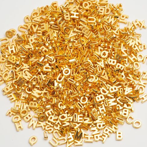 400 قطعة من الخرز البلاستيكي الذهبي الكبير مقاس 9x12 مم كبير من A-Z على شكل حرف أبجدي مختلط خرز بلاستيكي لصنع المجوهرات والأساور والقلائد وسلاسل المفاتيح والحرف اليدوية (ذهبي) in Kuwait