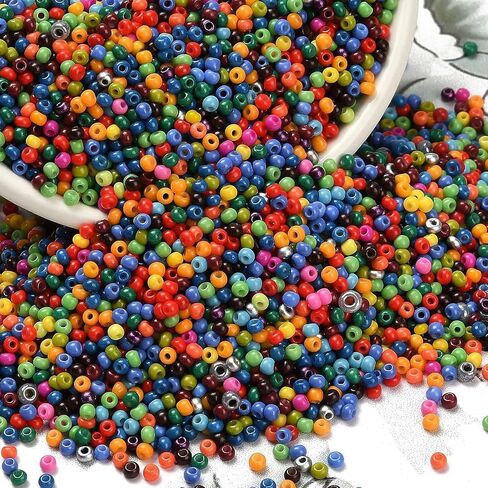 3000pcs/50g 2mm Glass Seed Beads Mixed Colors 12/0 Opaque Solid Tiny Round Loose Beads Small Craft Bead for Earring Bracelet Necklace Jewelry Making in Saudi Arabia