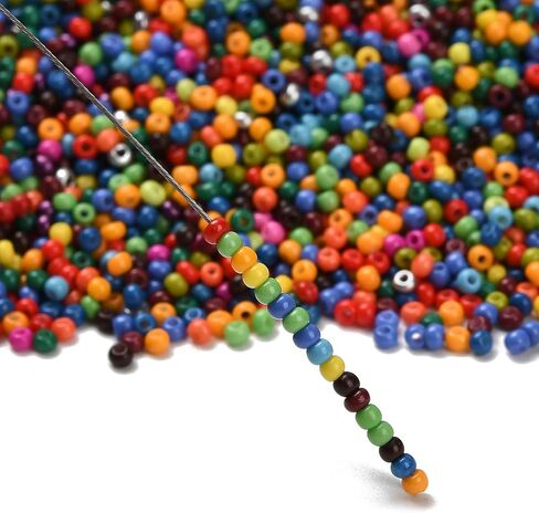 3000pcs/50g 2mm Glass Seed Beads Mixed Colors 12/0 Opaque Solid Tiny Round Loose Beads Small Craft Bead for Earring Bracelet Necklace Jewelry Making in Saudi Arabia
