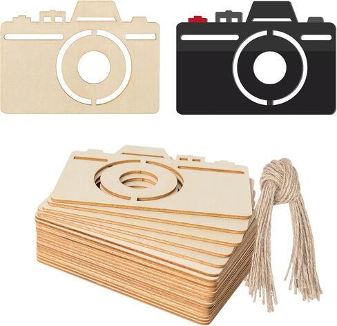Camera Shape Wood Craft Cutout Wall Art Unfinished Ornaments for Craft Present Tags Photography Studio Door Hanger Home Party Decoration 20 Pcs in Saudi Arabia
