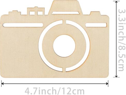 Camera Shape Wood Craft Cutout Wall Art Unfinished Ornaments for Craft Present Tags Photography Studio Door Hanger Home Party Decoration 20 Pcs in Saudi Arabia