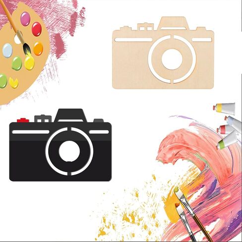 Camera Shape Wood Craft Cutout Wall Art Unfinished Ornaments for Craft Present Tags Photography Studio Door Hanger Home Party Decoration 20 Pcs in Saudi Arabia