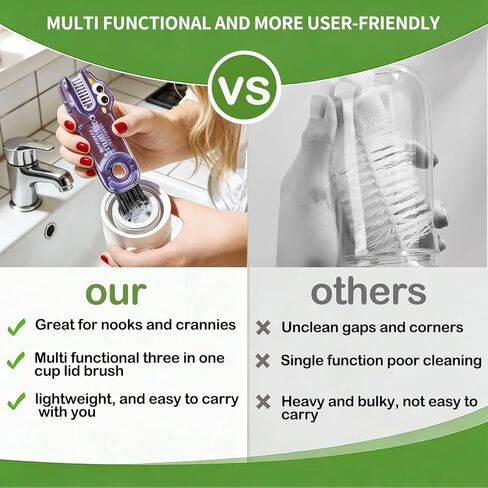3 in 1 Cup Lid Gap Cleaning Brush Set, 3PCS Multifunctional Bottle Cleaning Brush, Cup Lid Gap Bottle Cleaner Home Kitchen Brush Tools Multicolor in Kuwait