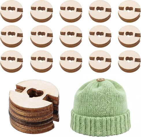 50pcs Pom Poms Buttons for Hats, 2cm Wooden Handmade Buttons, Hat Pompom Keepers Fastener Removable Faux Fur Pompom Holder for Knitting Beanies Caps DIY Craft Decoration in Saudi Arabia