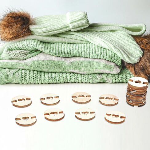 50pcs Pom Poms Buttons for Hats, 2cm Wooden Handmade Buttons, Hat Pompom Keepers Fastener Removable Faux Fur Pompom Holder for Knitting Beanies Caps DIY Craft Decoration in Saudi Arabia