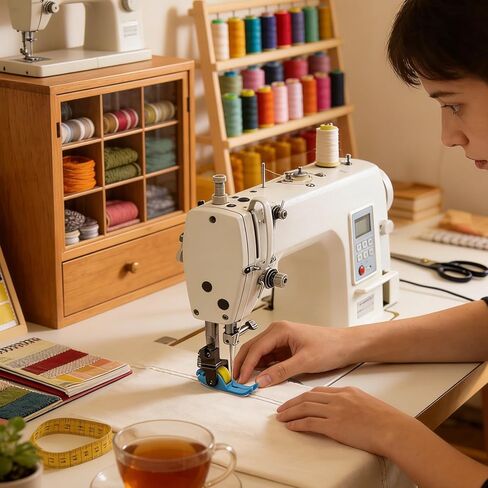 3 قطع من قدم الضغط الدوارة الضيقة، قدم ضغط دوارة Tef-lon لعجلة ماكينة الخياطة الصناعية بإبرة واحدة (أحمر، أصفر، أزرق) in Kuwait