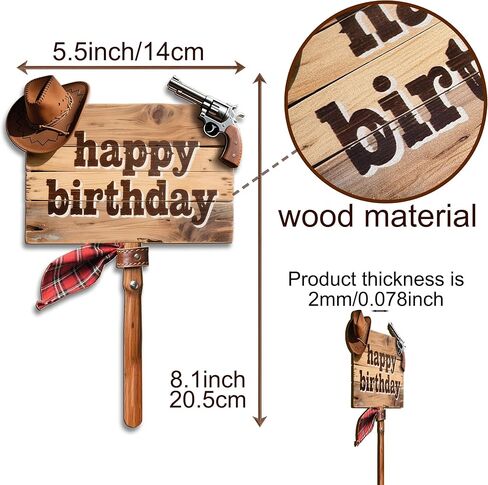 Western cowboy themed wooden birthday cake decoration,Cowgirl cake topper with a rural, Wooden plaque style in Saudi Arabia