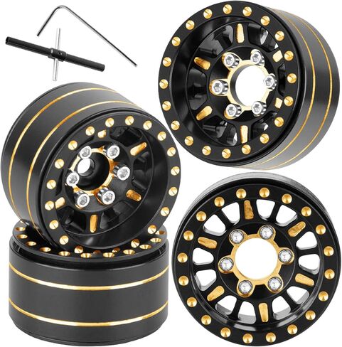 إطارات عجلات Beadlock 1.0 بوصة لسيارة RC الزاحفة 1/18 TRX4M، 1/24 SCX24، حافة عجلات Beadlock 1.0 نحاسية RC، إطارات عجلة سداسية 7 مم حلقات نحاسية حافة طبق عميقة، 4 قطع in Saudi Arabia