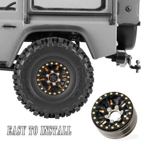 إطارات عجلات Beadlock 1.0 بوصة لسيارة RC الزاحفة 1/18 TRX4M، 1/24 SCX24، حافة عجلات Beadlock 1.0 نحاسية RC، إطارات عجلة سداسية 7 مم حلقات نحاسية حافة طبق عميقة، 4 قطع in Saudi Arabia