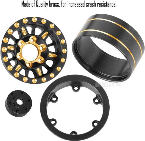 إطارات عجلات Beadlock 1.0 بوصة لسيارة RC الزاحفة 1/18 TRX4M، 1/24 SCX24، حافة عجلات Beadlock 1.0 نحاسية RC، إطارات عجلة سداسية 7 مم حلقات نحاسية حافة طبق عميقة، 4 قطع in Saudi Arabia