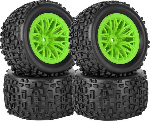 RC Wheels and Tires for 1/18 Granite Typhon RC Scale,Monster Truck Tire & Wheels All-Terrain Rubber Tire w/Plastic Wheel,4pcs,Black in Saudi Arabia