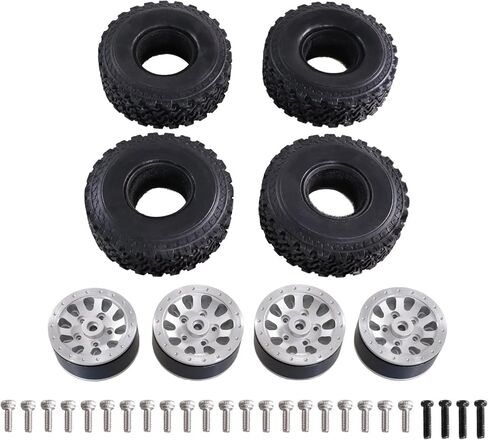 4PCS Unassembled 2.75" Rubber Tires with Metal Lock Rings for 1/12 MN82 LC79 MN78 D90 D91 D96 99S 1/16 WPL C14 C24 C34 C44 RC Cars(Argent) in Saudi Arabia