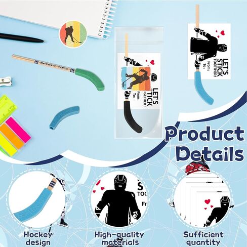 36 Set Valentines Day Gifts Hockey Party Favors Bulk Hockey Pencils and Erasers Includes Hockey Pencils Hockey Stickers Hockey Cards Packaging Gift Bags Hockey Fans Sports Fans Party Prize Gifts in Saudi Arabia
