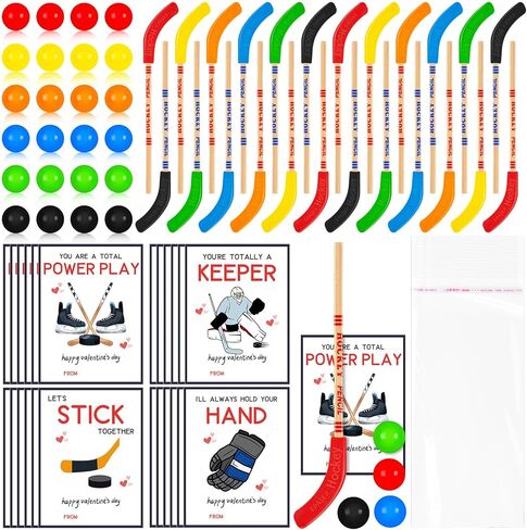 36 Set Valentines Day Gifts Hockey Party Favors Bulk Hockey Pencils and Erasers Includes Hockey Pencils Hockey Stickers Hockey Cards Packaging Gift Bags Hockey Fans Sports Fans Party Prize Gifts in Saudi Arabia