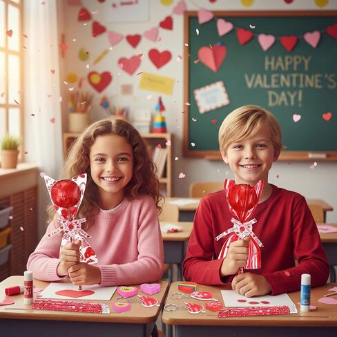 Tinlade 173 Pcs Valentines Classroom Gifts, Valentine for Class Valentines Day Lollipop Gifts Bulk Valentine Gift for Kid Classroom School Valentine's Party Favors Goodie Bags Exchange Treats, 24 Set in Saudi Arabia