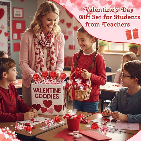 Tinlade 173 Pcs Valentines Classroom Gifts, Valentine for Class Valentines Day Lollipop Gifts Bulk Valentine Gift for Kid Classroom School Valentine's Party Favors Goodie Bags Exchange Treats, 24 Set in Saudi Arabia