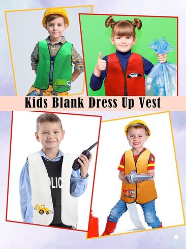 12 Pcs Kids Unfinished Dress Up Vest Children Blank DIY Career Role Play Vest Cosplay Costume Bulk for Boys Girls Halloween Pretend Play Paint Party,6 Colors in Saudi Arabia
