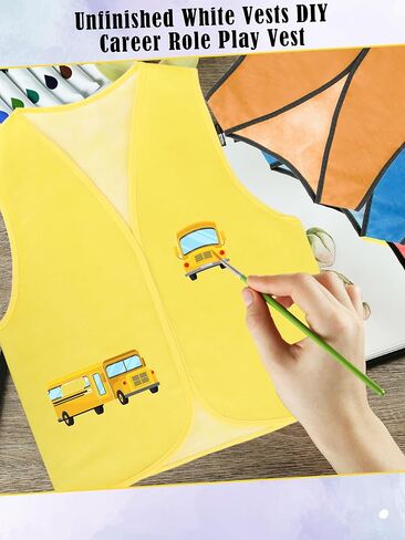 12 Pcs Kids Unfinished Dress Up Vest Children Blank DIY Career Role Play Vest Cosplay Costume Bulk for Boys Girls Halloween Pretend Play Paint Party,6 Colors in Saudi Arabia