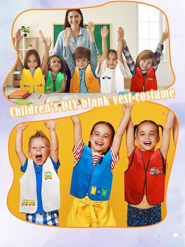 12 Pcs Kids Unfinished Dress Up Vest Children Blank DIY Career Role Play Vest Cosplay Costume Bulk for Boys Girls Halloween Pretend Play Paint Party,6 Colors in Saudi Arabia